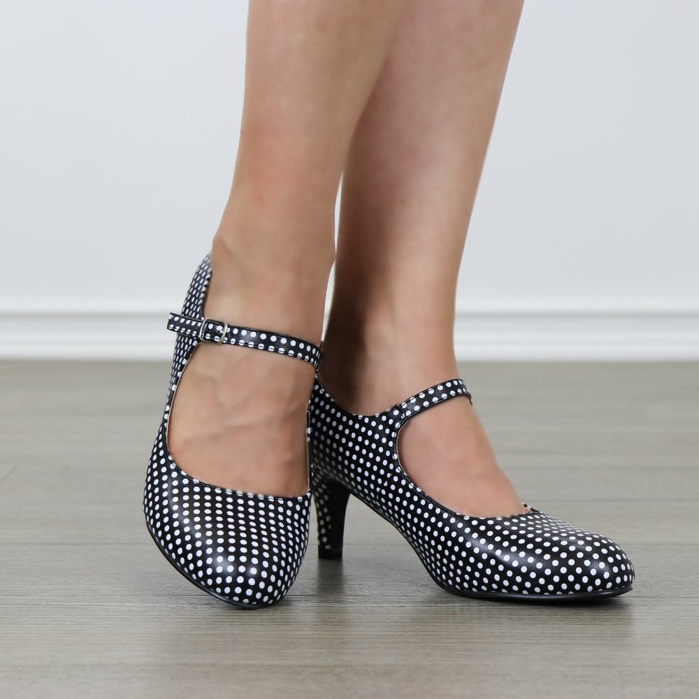 Rockabilly Black White Polka Dots Vintage pumps - Picture 2 of 7